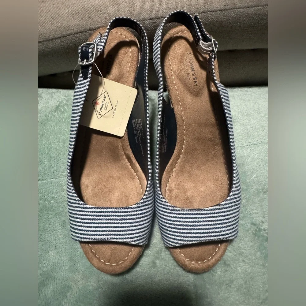 St. John's Bay Blue and White Platform Sandals